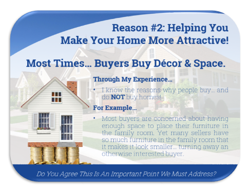 listing presentation: Reason 2: example of a slide on preparing the home for buyers