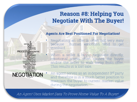 example of a Listing presentation slide discussing how agents negotiate with home buyers on behalf of sellers